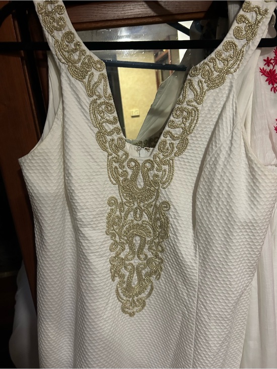Lilly Pulitzer Dresses & Skirts - Lily Pulitzer size 14 Sleeveless Dress with Gold Embellished Neckline